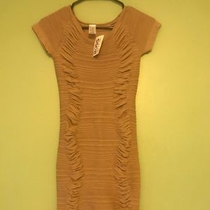 Tan dress open back one size stretchy